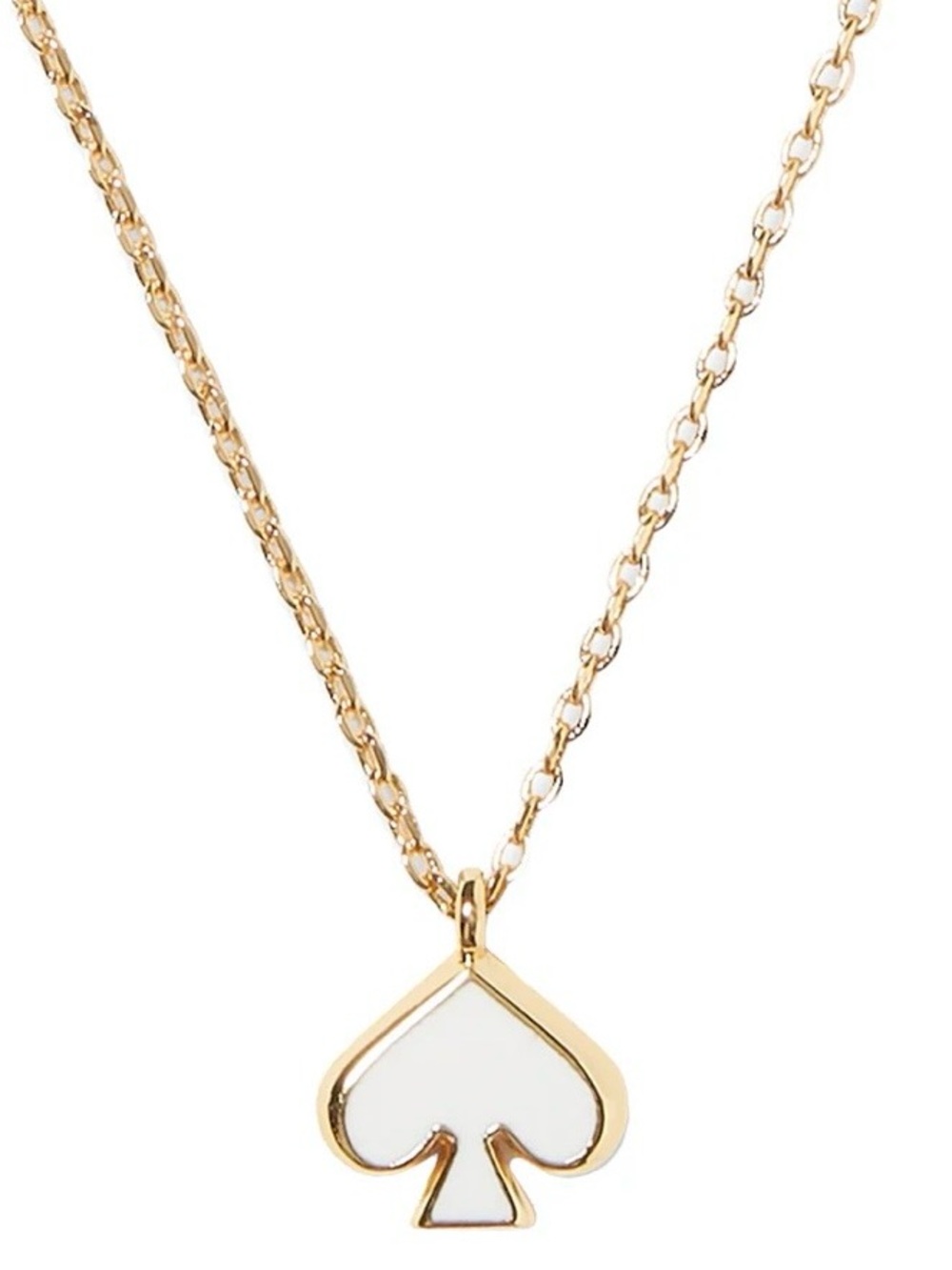 NWT Kate Spade Everyday Spade Enamel Mini Pendant Necklace White and Gold
